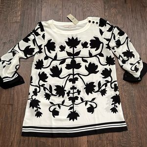 LOFT black and white blouse NWT